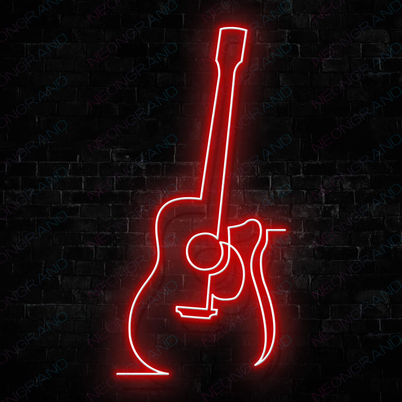 Guitar Neon Sign Music Led Light red