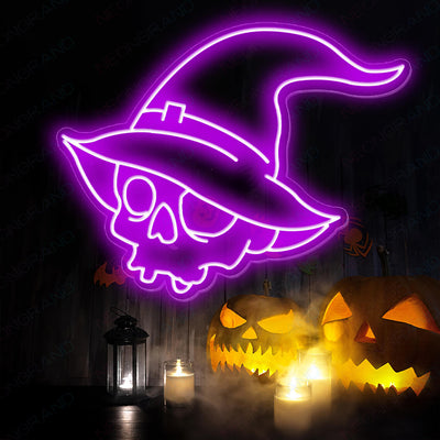 Halloween Neon Sign Magic Hat Skull Led Light purple