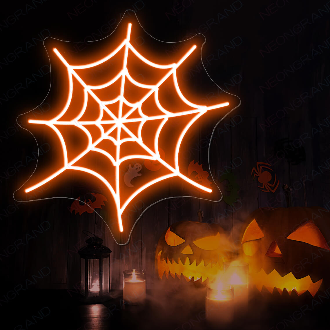 Halloween Neon Sign Spider Web Led Light orange