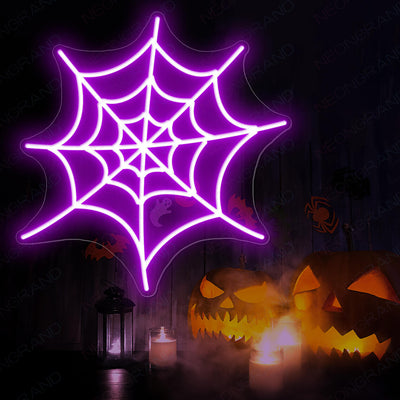 Neon Halloween Signs Spider Web Led Light Purple