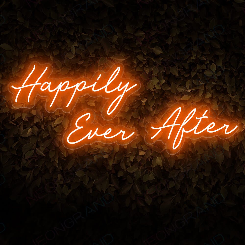 Happily Ever After Neon Sign Love Wedding Led Light dark orange
