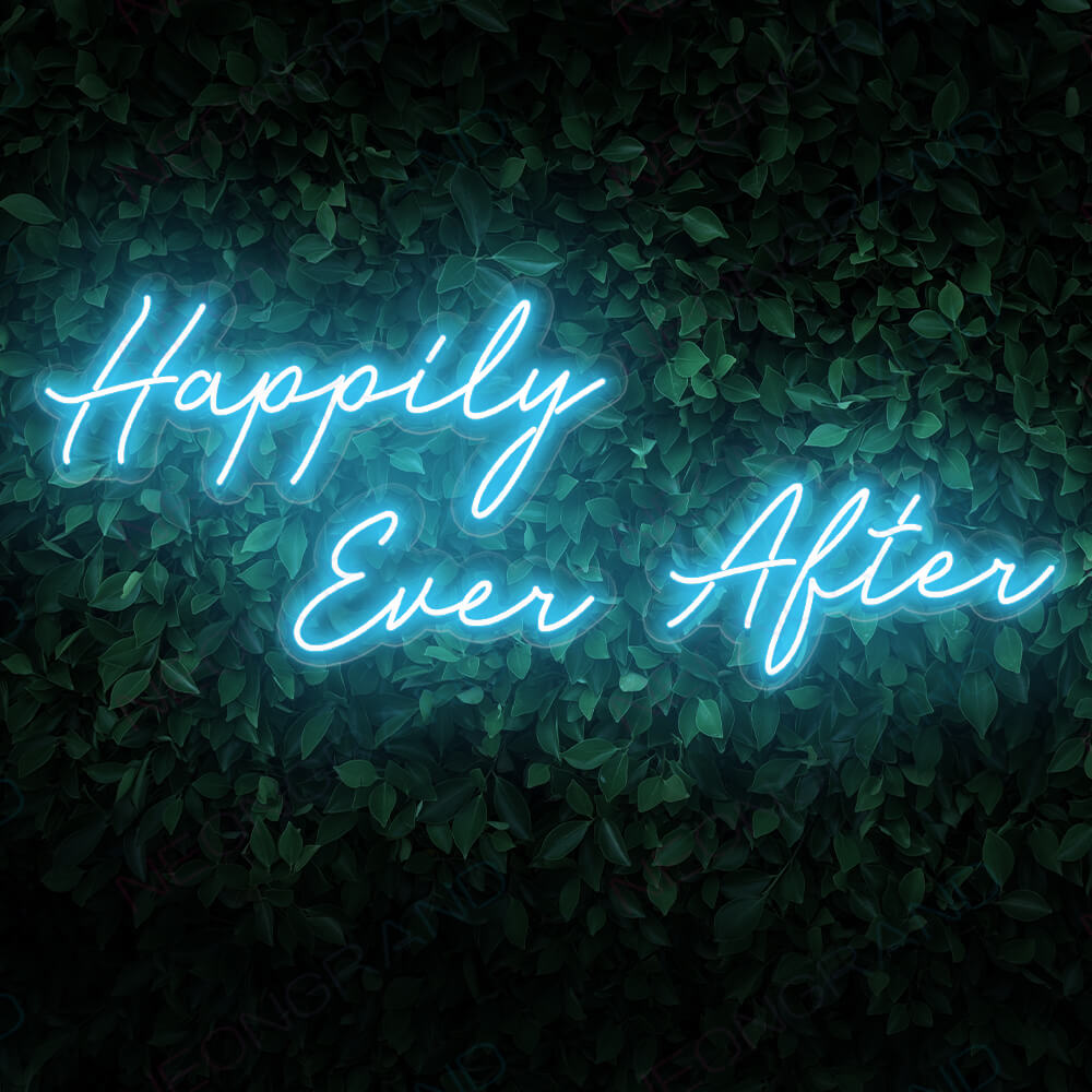 Happily Ever After Neon Sign Love Wedding Led Light SkyBlue