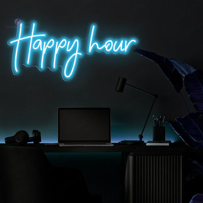 Happy Hour Neon Sign Bar Led Light light blue