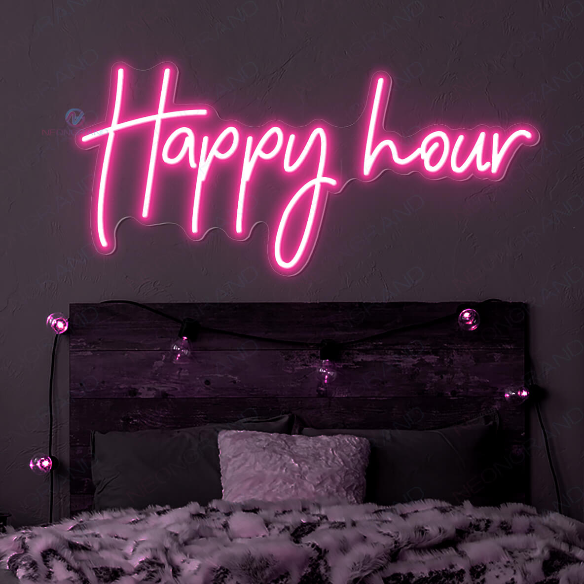 Happy Hour Neon Sign Bar Led Light pink