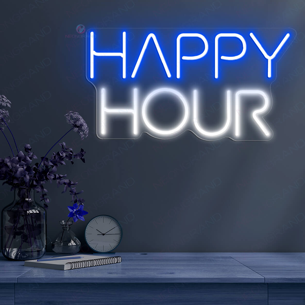 Happy Hour Neon Sign Inspiration Neon Sign Led Light blue