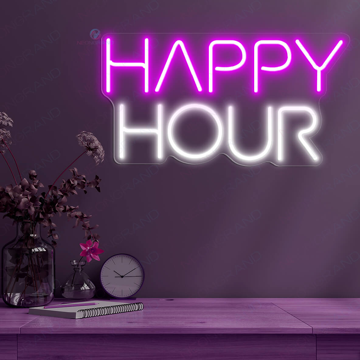 Happy Hour Neon Sign Inspiration Neon Sign Led Light purple