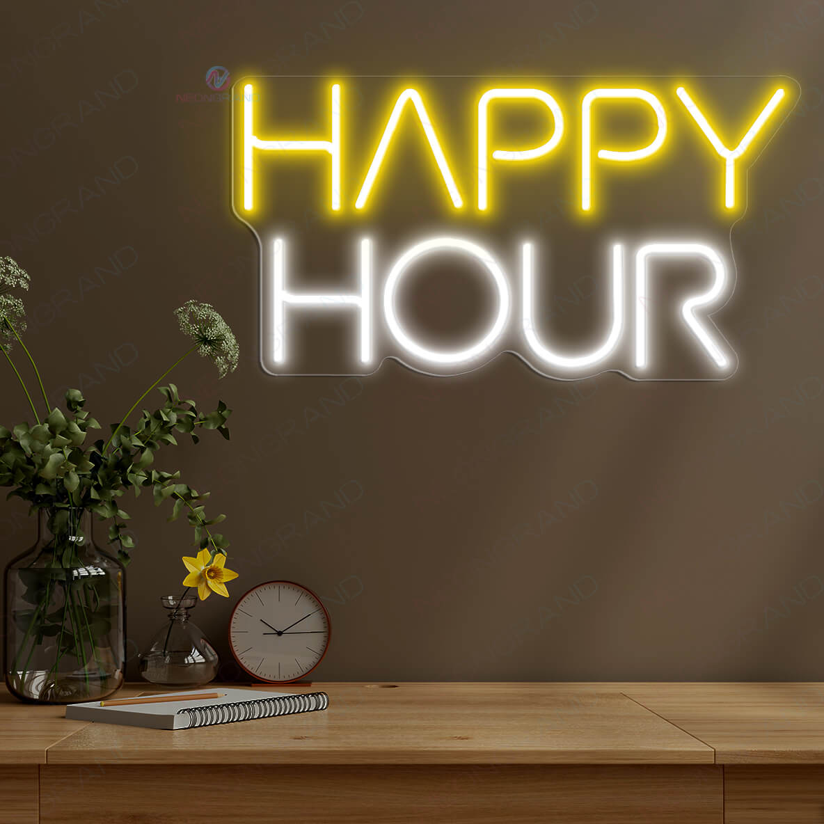 Happy Hour Neon Sign Inspiration Neon Sign Led Light yellow
