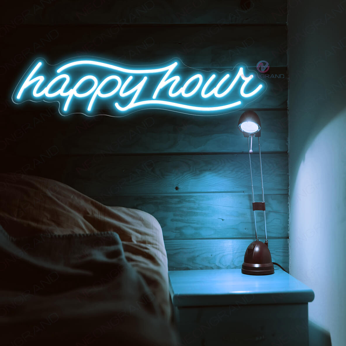 Happy Hour Neon Sign Party Led Light light blue