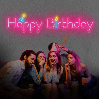 Happy Birthday Neon Sign Led Light pink