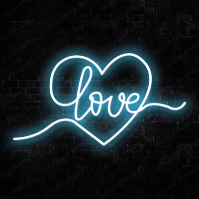 Heart Love Neon Sign Led Light SkyBlue
