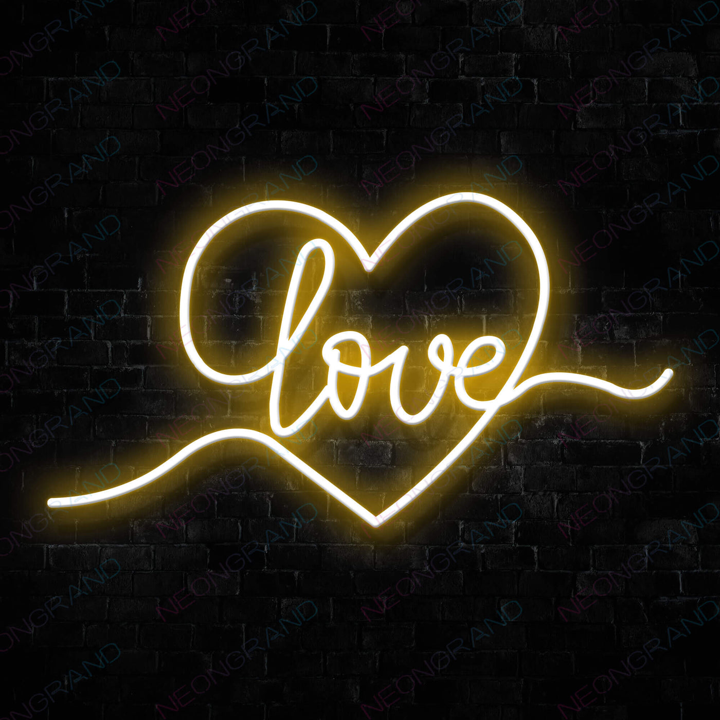 Heart Love Neon Sign Led Light orang yellow