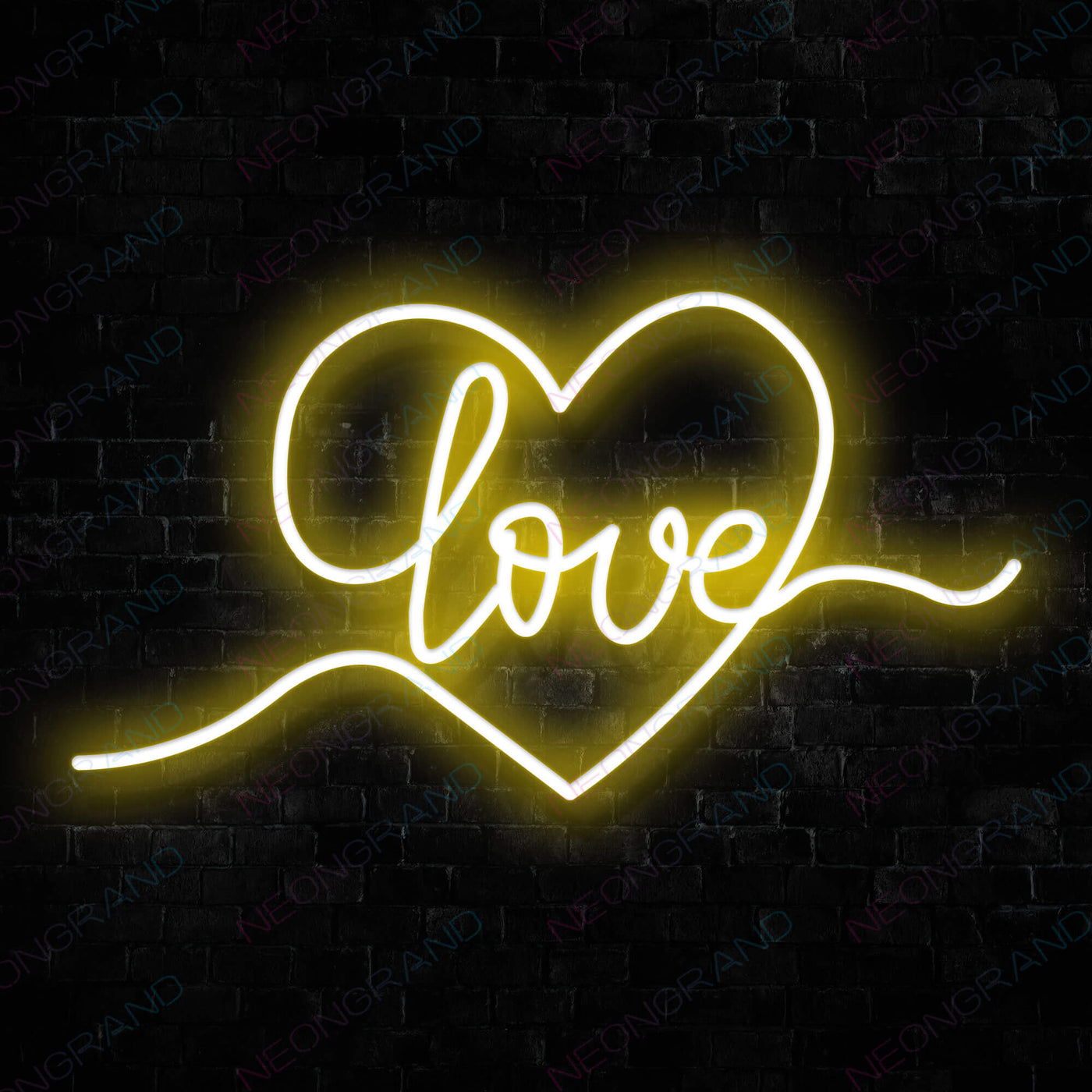 Heart Love Neon Sign Led Light yellow
