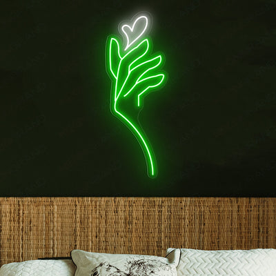 Heart Neon Sign Hand Love Led Light green