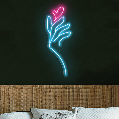Heart Neon Sign Hand Love Led Light SkyBlue