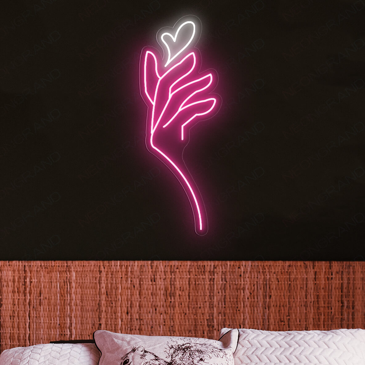 Heart Neon Sign Hand Love Led Light pink