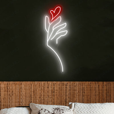 Heart Neon Sign Hand Love Led Light red