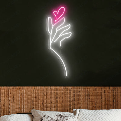 Heart Neon Sign Hand Love Led Light white