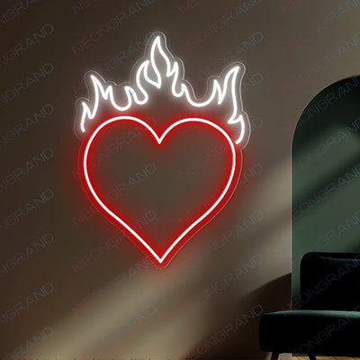 Heart Neon Sign Love Heart Fire Led Light red