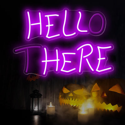 Hell Here Neon Sign Hello There Halloween Led Light purple