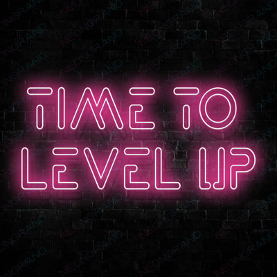 Time To Level Up Neon Game Room Sign Pink
