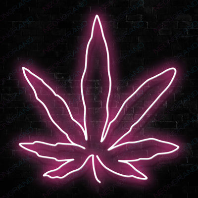 Cannabis Leaf Weed Neon Sign Pink