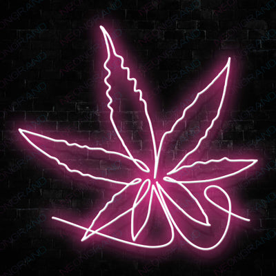 Marijuana Leaf Script Weed Neon Sign Pink