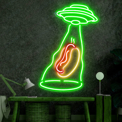 Hot Dog Neon Sign Pizza Led Light green