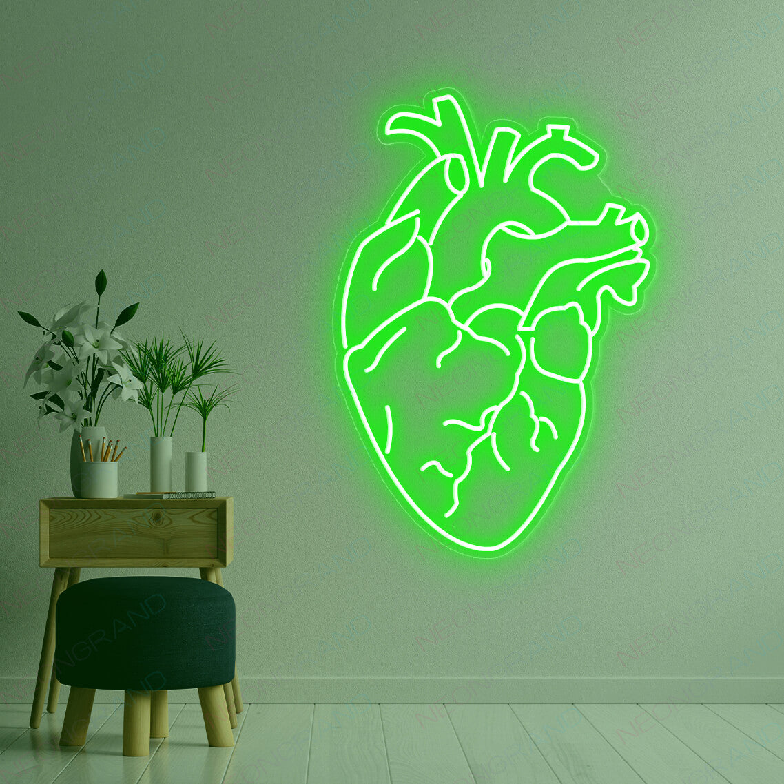 Human Heart Neon Sign Love Led Light green