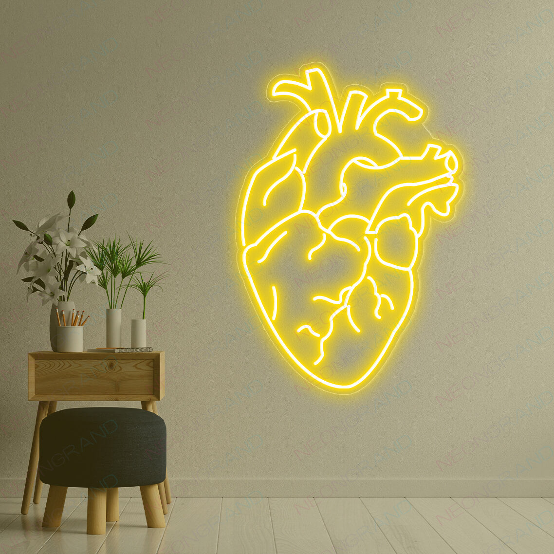 Human Heart Neon Sign Love Led Light yellow