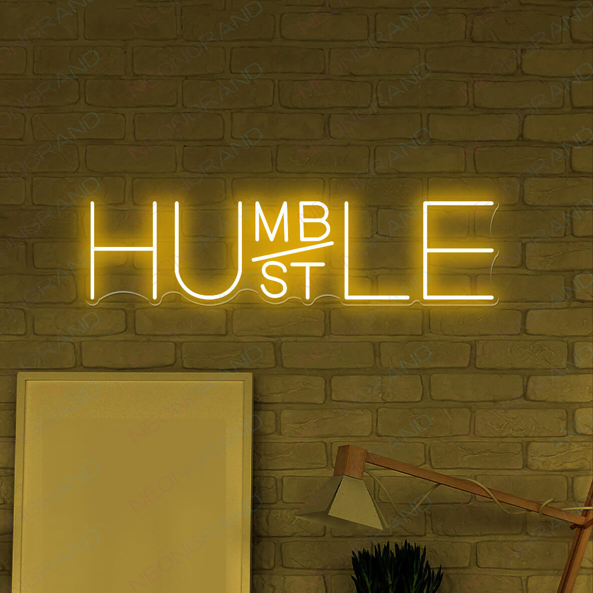 Hustle Neon Sign Humble Hustle Led Light orange yellow