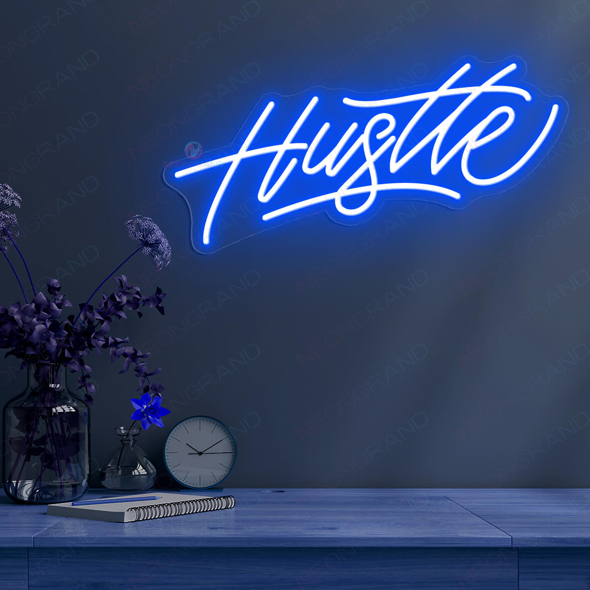 Hustle Neon Sign Wall Led Light blue