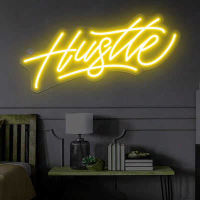 Hu$tle Neon Sign Hustle Led Light Yellow