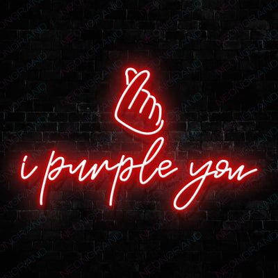 I Purple You Hand BTS Neon Sign Army KPop Led Light Red