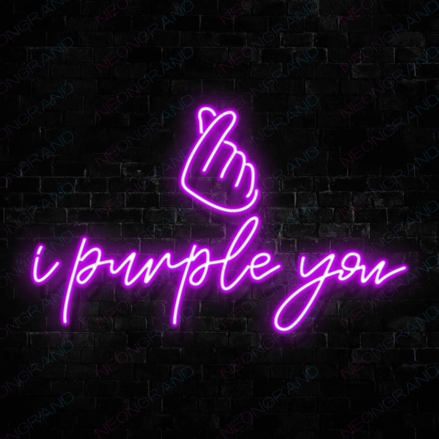 I Purple You Hand BTS Neon Sign Army KPop Led Light DarkViolet