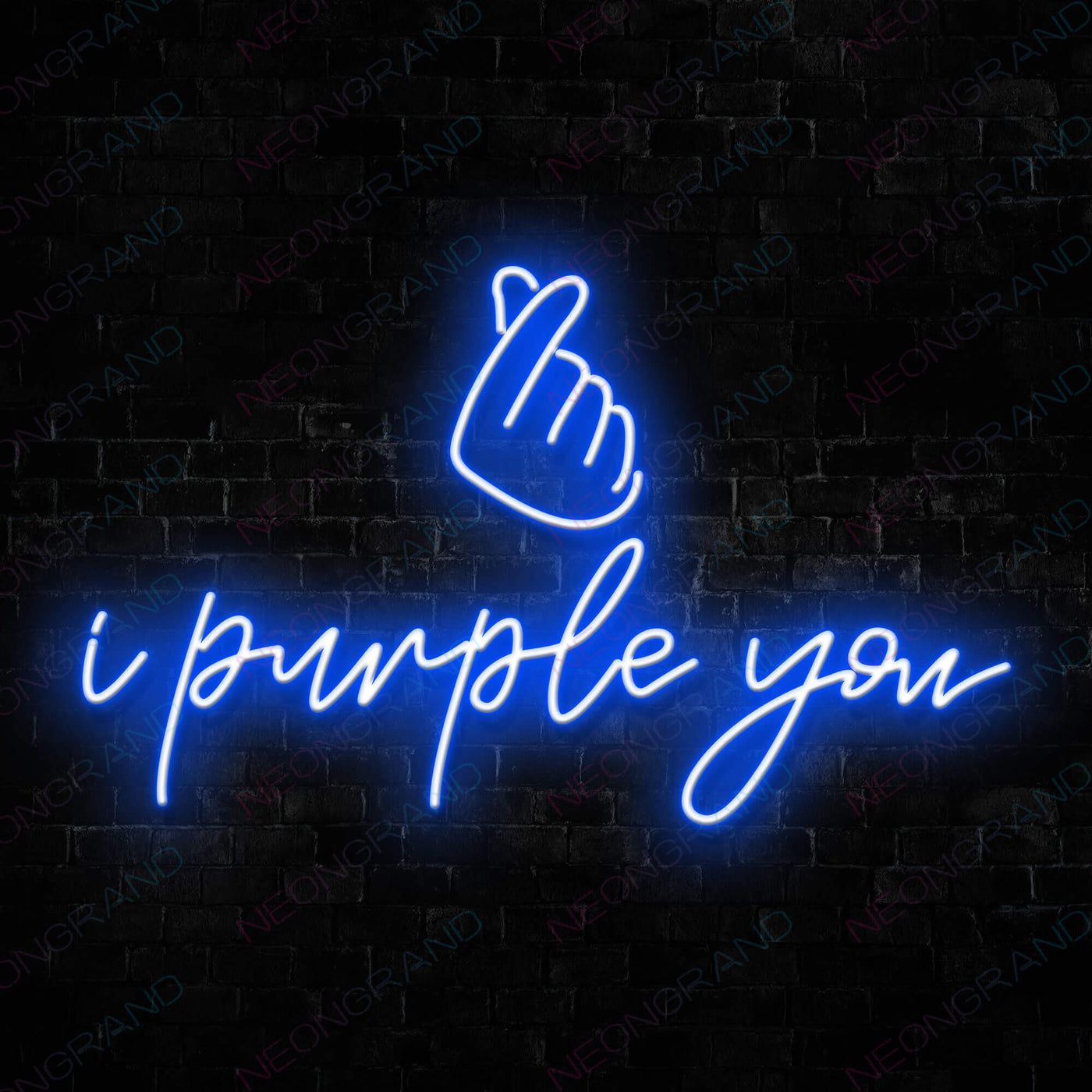 I Purple You Hand BTS Neon Sign Army KPop Led Light Blue