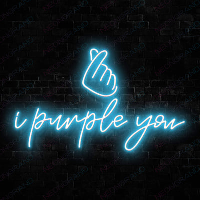 I Purple You Hand BTS Neon Sign Army KPop Led Light SkyBlue