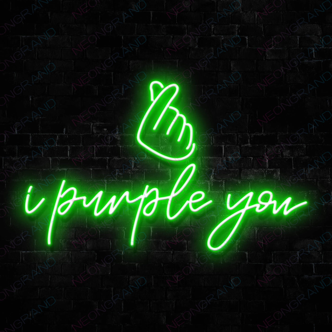 I Purple You Hand BTS Neon Sign Army KPop Led Light Green