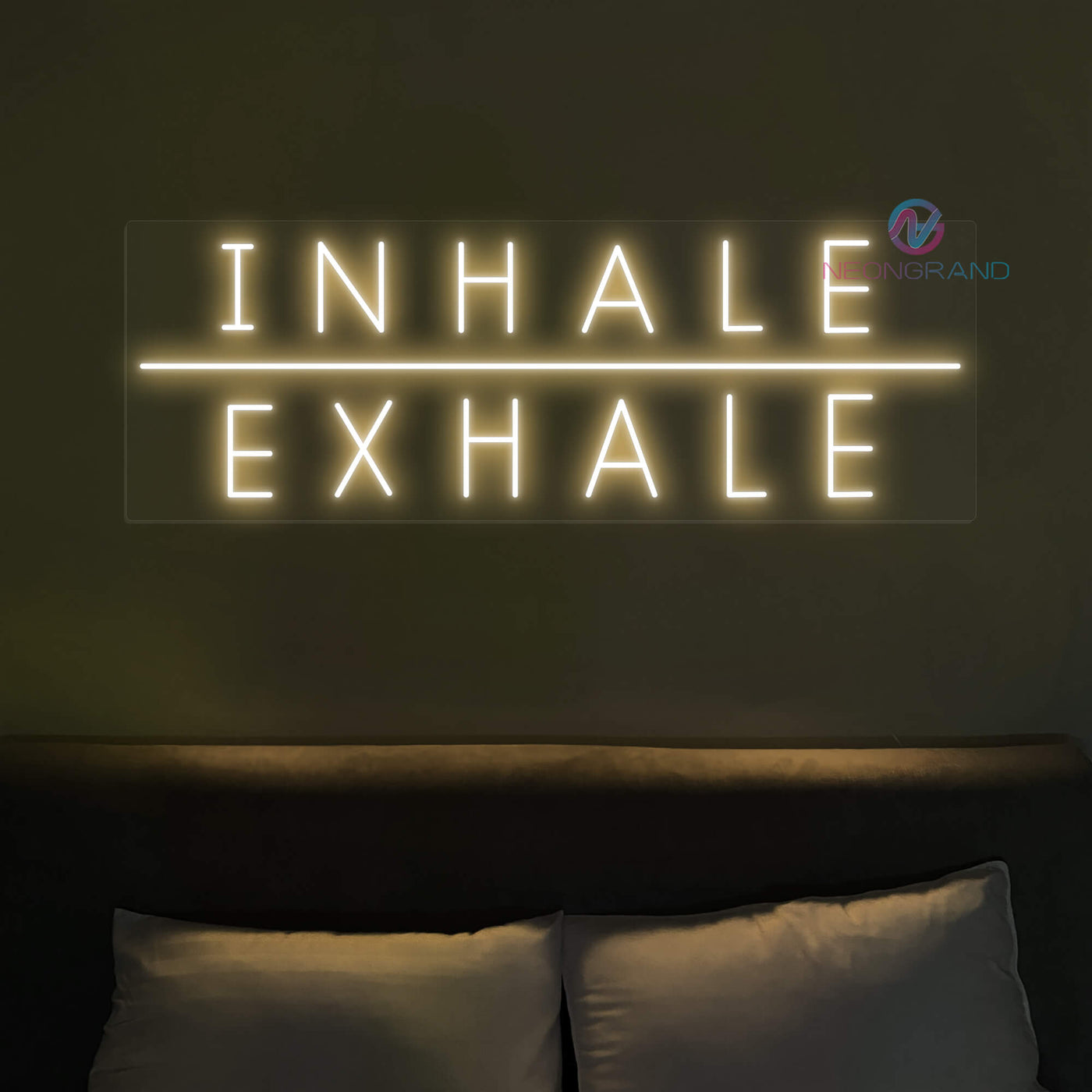 Inhale Exhale Neon Sign Breathe Led Light gold yellow