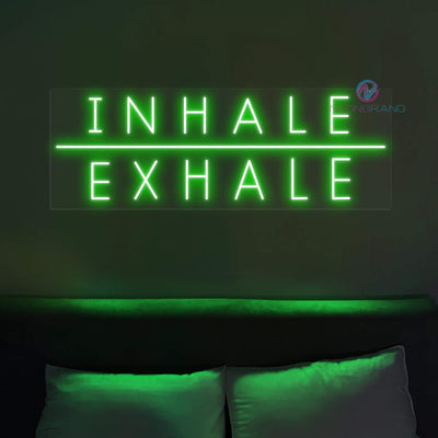 Inhale Exhale Neon Sign Breathe Led Light green