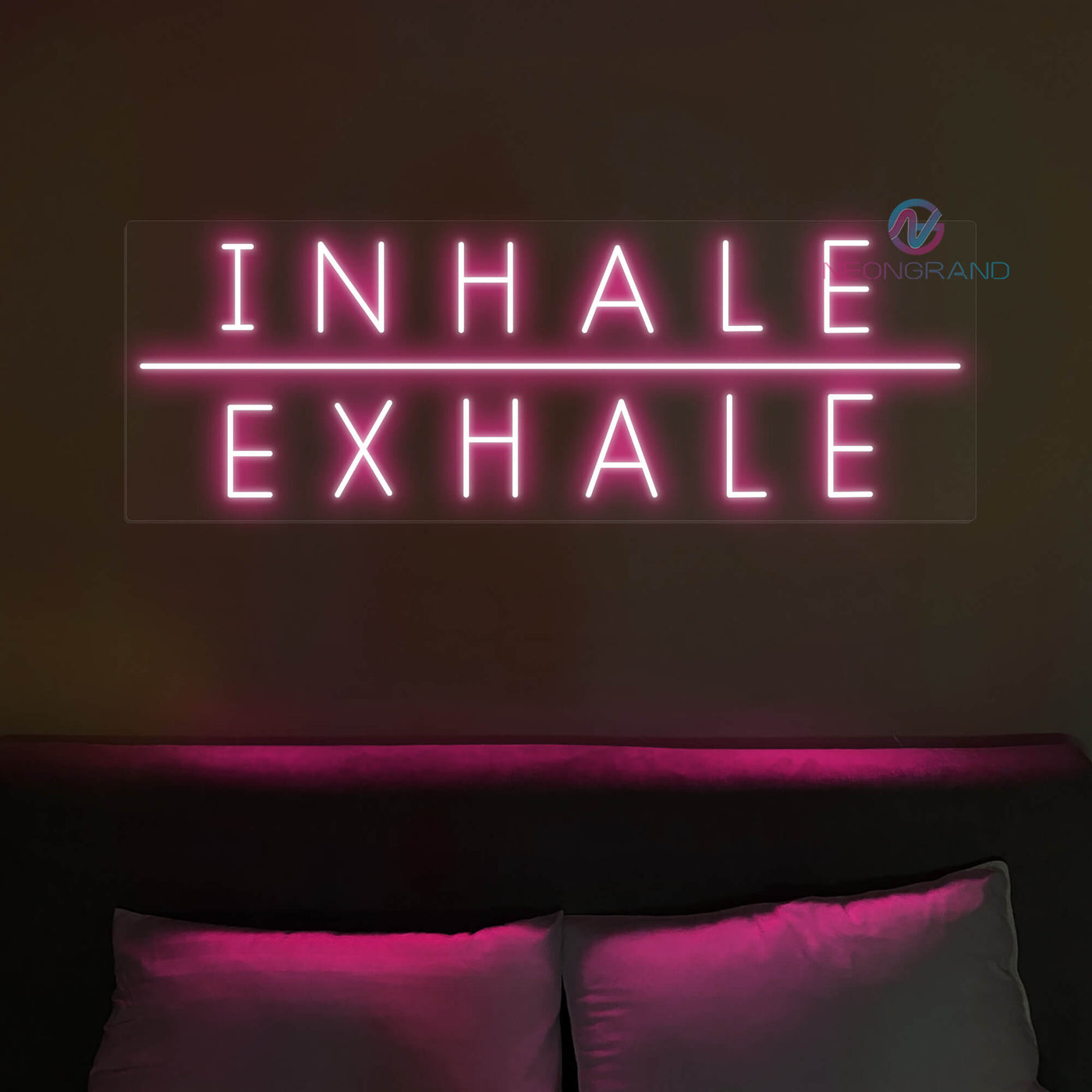 Inhale Exhale Neon Sign Breathe Led Light pink