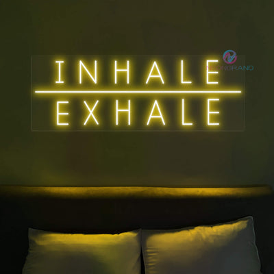 Inhale Exhale Neon Sign Breathe Led Light yellow