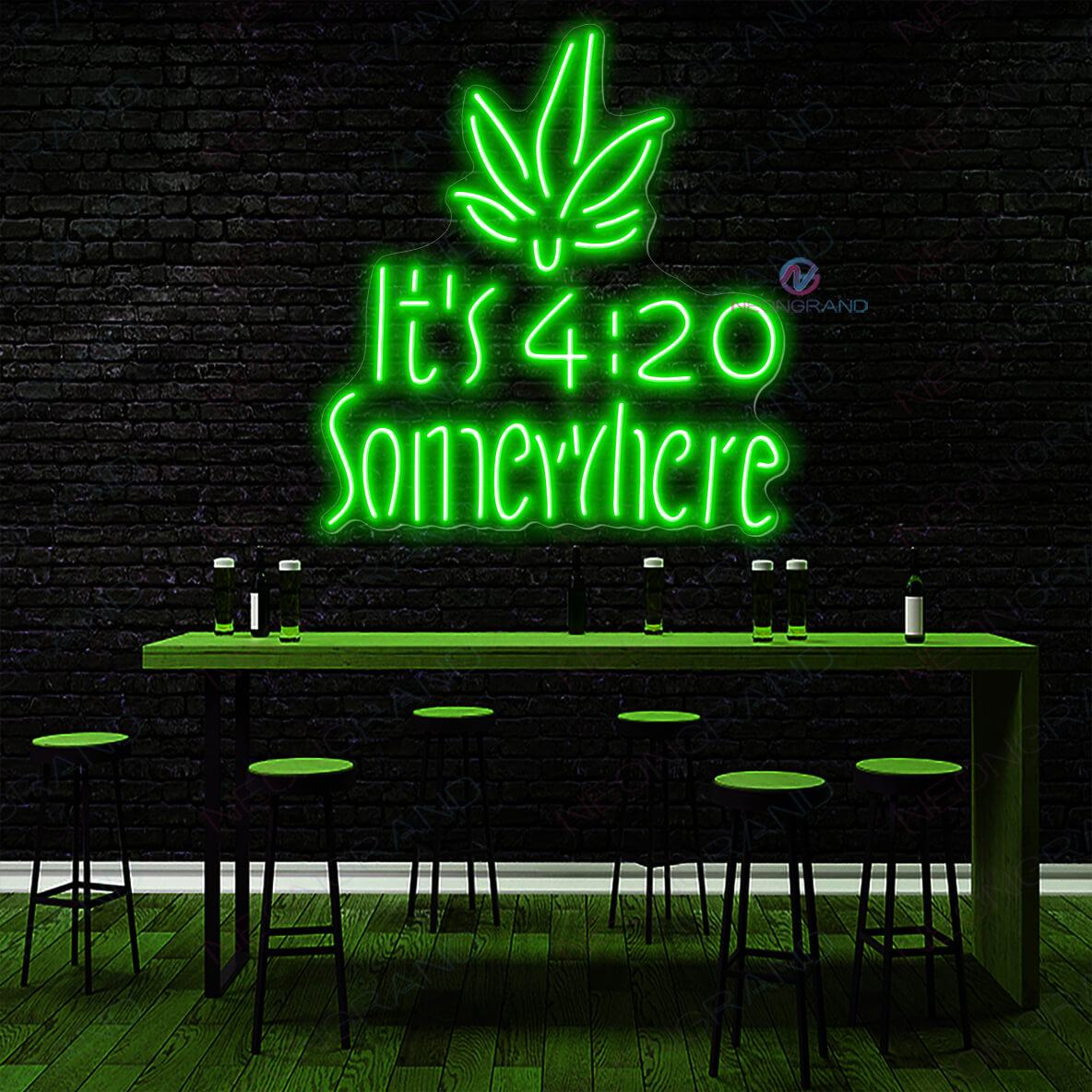 Its 420 Somewhere Neon Sign Weed Led Light green
