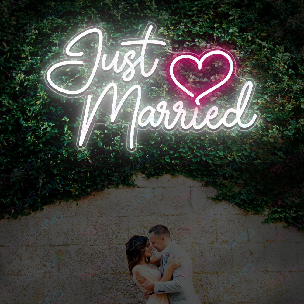 Just Married Neon Sign Wedding Led Light White