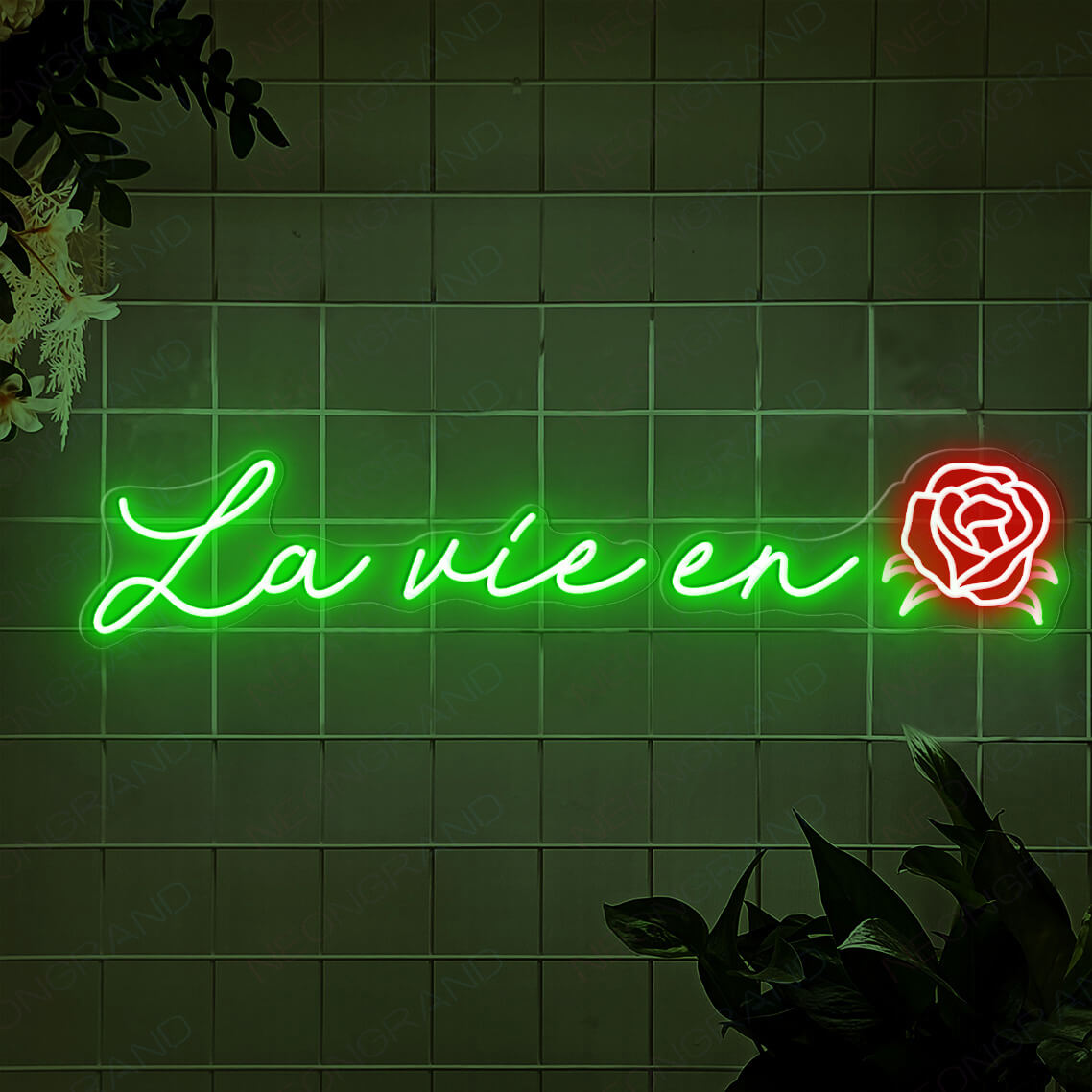La Vie En Rose Neon Sign Love Led Light green