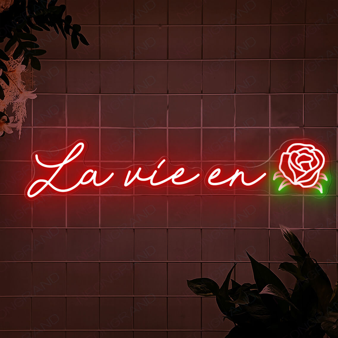 La Vie En Rose Neon Sign Love Led Light red