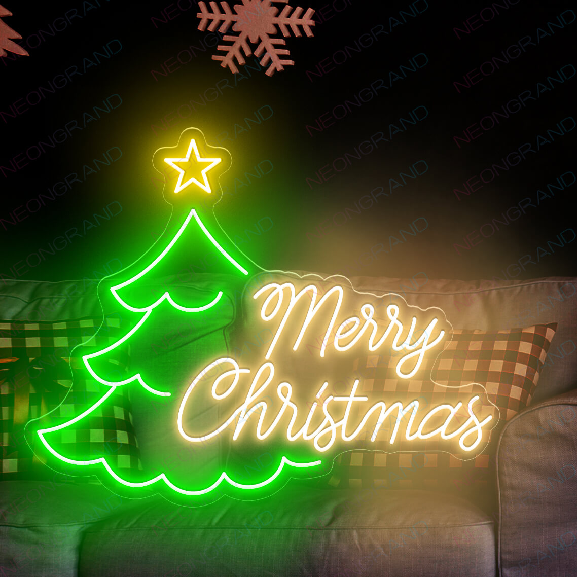 Led Merry Christmas Neon Light Sign gold yellow