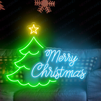 Led Merry Christmas Neon Light Sign light blue