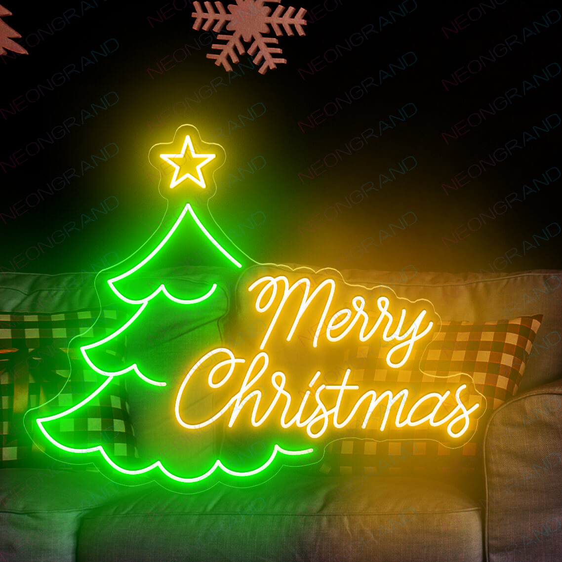 Led Merry Christmas Neon Light Sign orange yellow