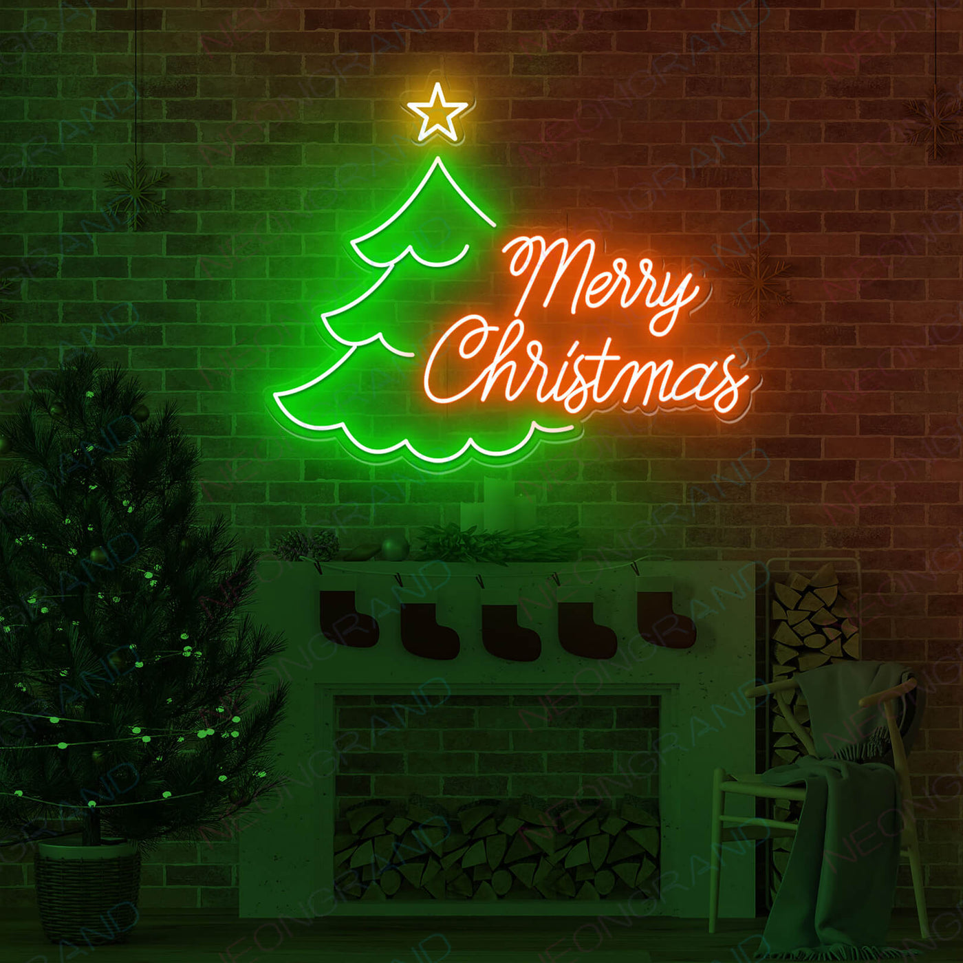 Led Merry Christmas Neon Light Sign orange