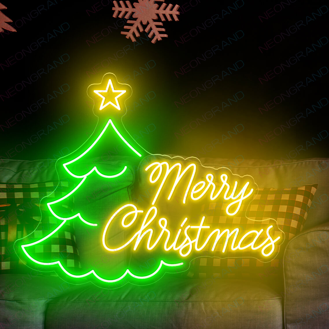 Led Merry Christmas Neon Light Sign yellow